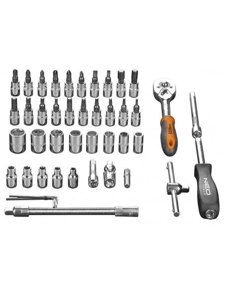 Klucze nasadowe 1/4" 46szt. NEO