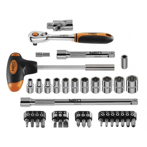 Klucze nasadowe 1/4" 34szt. NEO