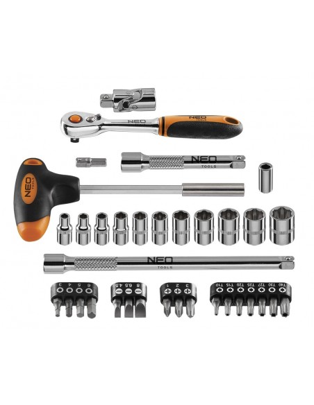 Klucze nasadowe 1/4" 34szt. NEO