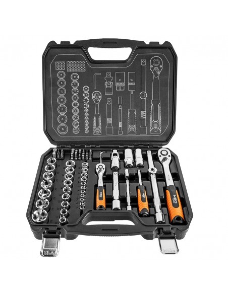 Klucze nasadowe 1/2" 1/4" 73szt. NEO