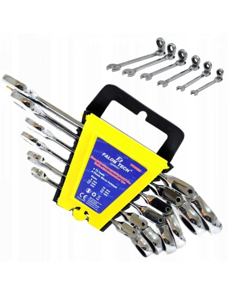 KLUCZE PŁASKO OCZKOWE Z GRZECHOTKĄ ŁAMANE zestaw 8-19