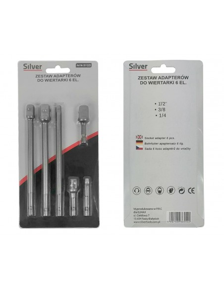 Adaptery do wiertarki 1/2, 3/8, 1/4 6szt 50-150mm